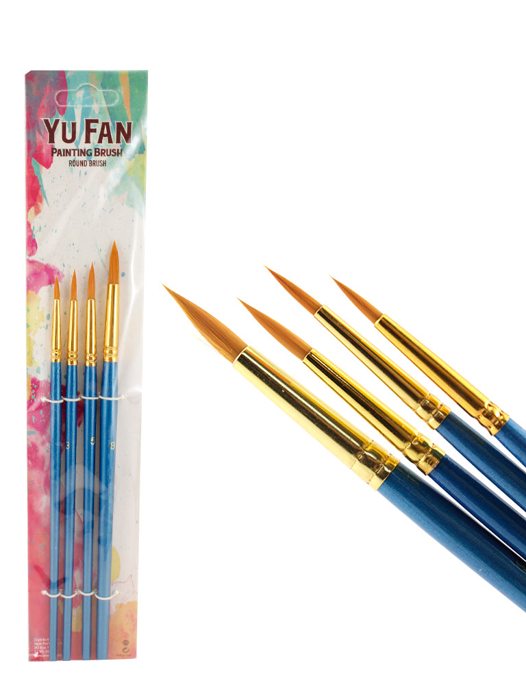 Set of 4 Art Brushes, Synthetic Nylon Brush, Variety Brush, 12-Pack