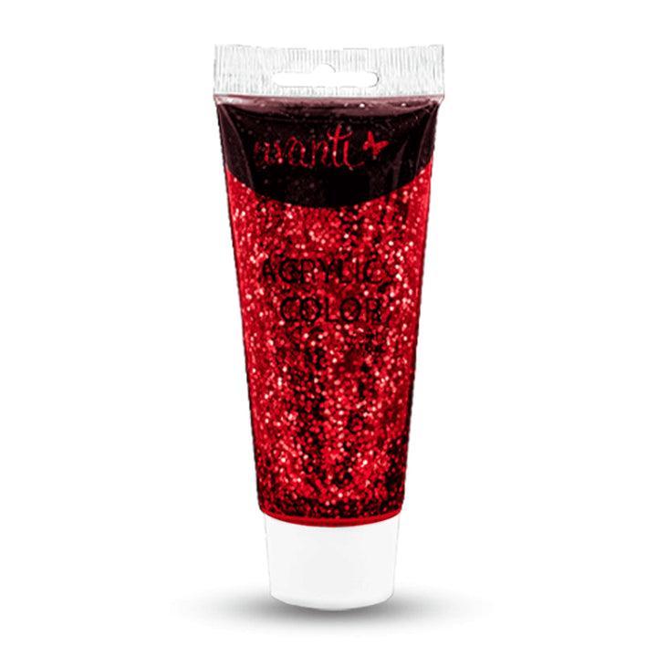 Acrylic Paint Tube, Variety of Glitter Colors, 75 ml