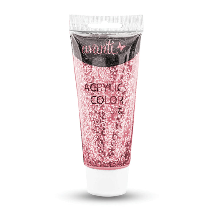 Acrylic Paint Tube, Variety of Glitter Colors, 75 ml, 6-Pack