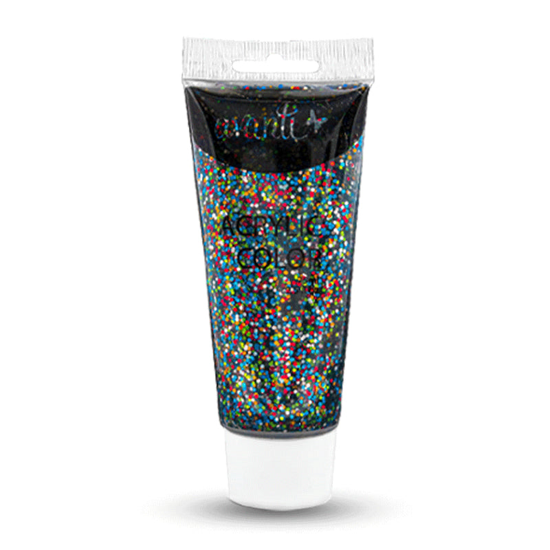Acrylic Paint Tube, Variety of Glitter Colors, 75 ml