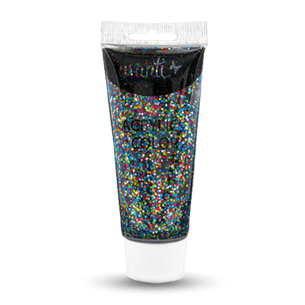Acrylic Paint Tube, Variety of Glitter Colors, 75 ml, 6-Pack