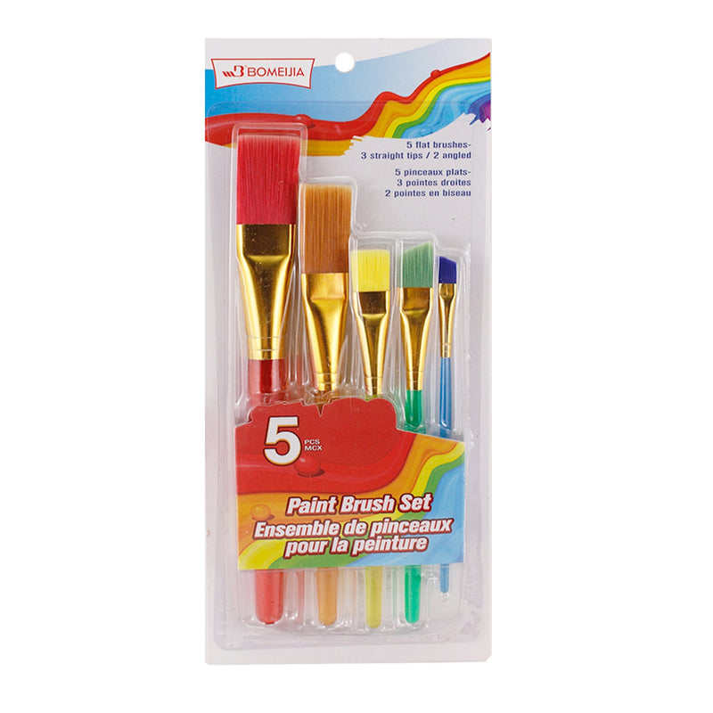 Bomeijia Art Brush Set, 5 pieces, Flat Brushes, 6-Pack