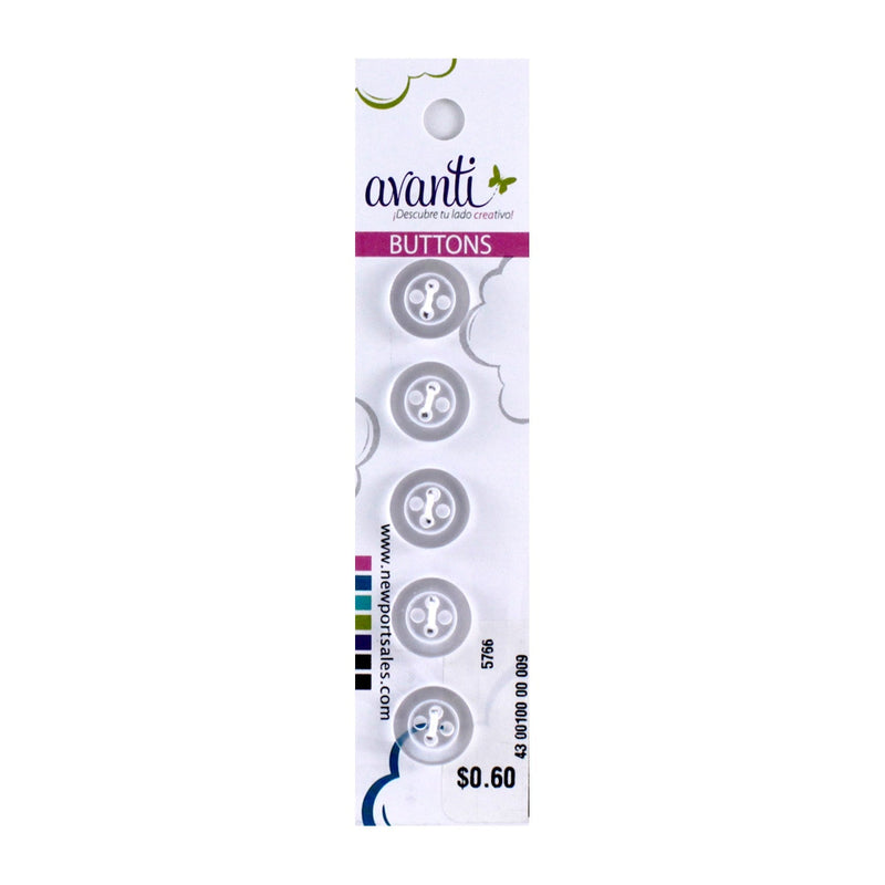 Plastic Circular Buttons, Sew-through, 12mm, 4 Holes, Pearl Color, 12-Pack