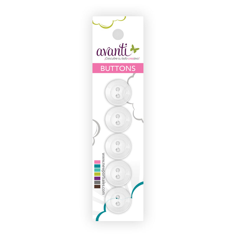 Plastic Circular Buttons, Sew-through, 2 holes, Clear Color, 12-Pack