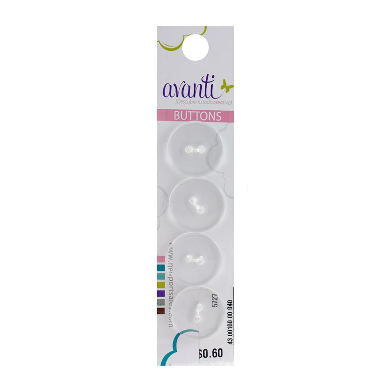 Plastic Circular Buttons, Sew-through, 2 holes, 30mm, Clear Color, 12-Pack