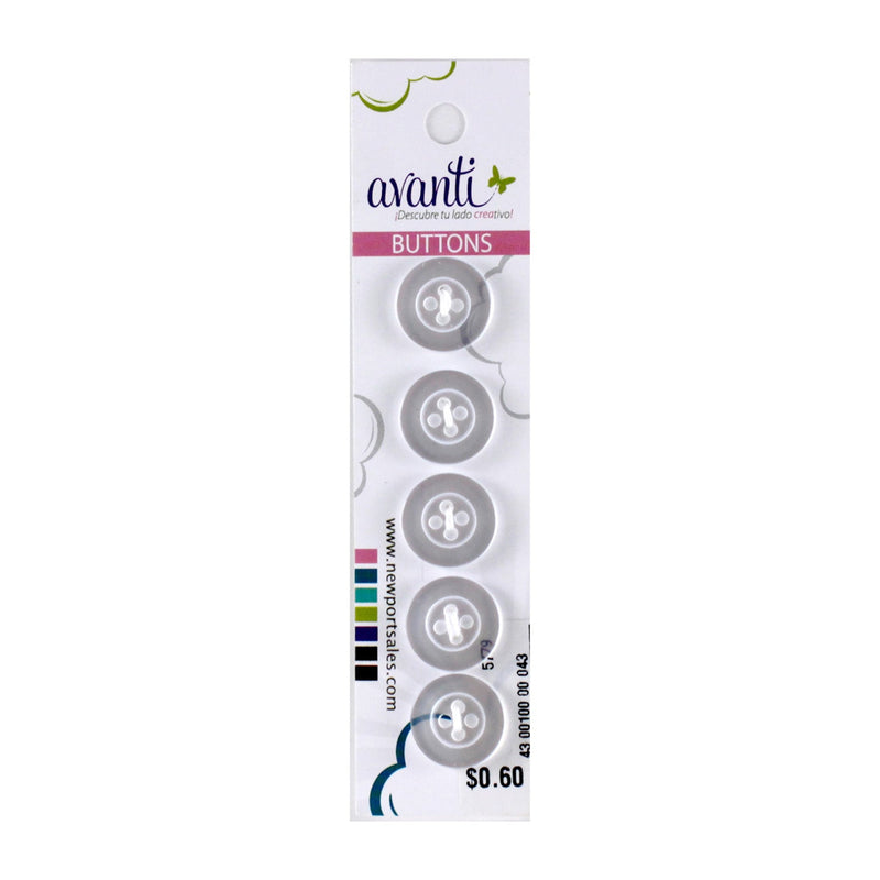Plastic Circular Buttons, Sew-through, 16mm, 4 Holes, Clear Color, 12-Pack