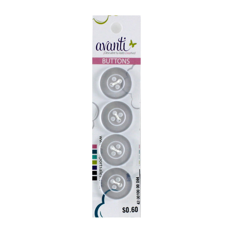 Plastic Circular Buttons, Sew-through, 19mm, 4 holes, Pearl Color, 12-Pack