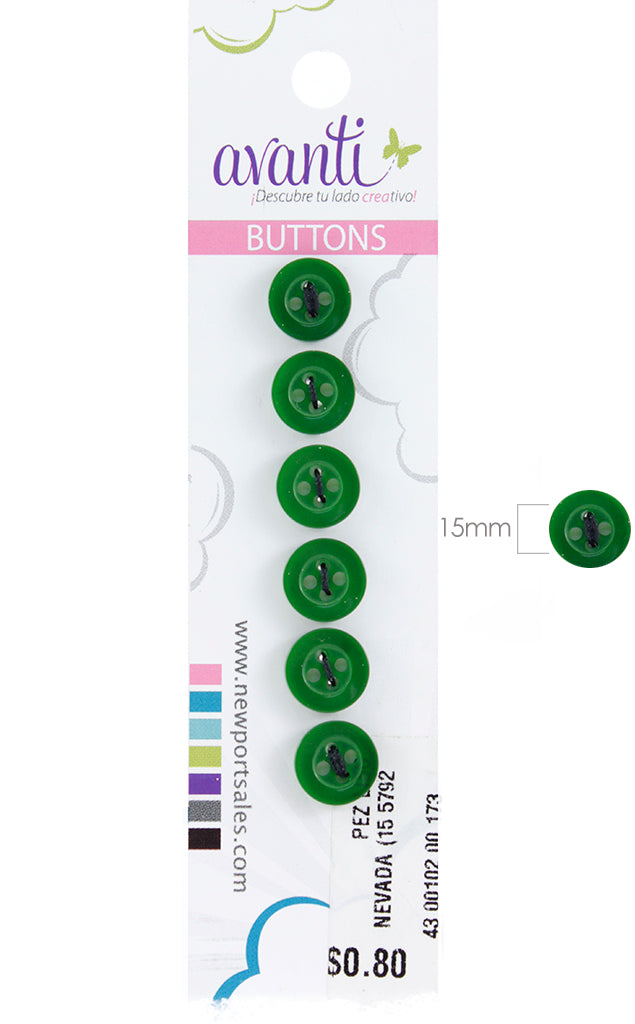 Plastic Circular Buttons, Sew-through, 4 holes, 15mm, Color Variety, 12-Pack