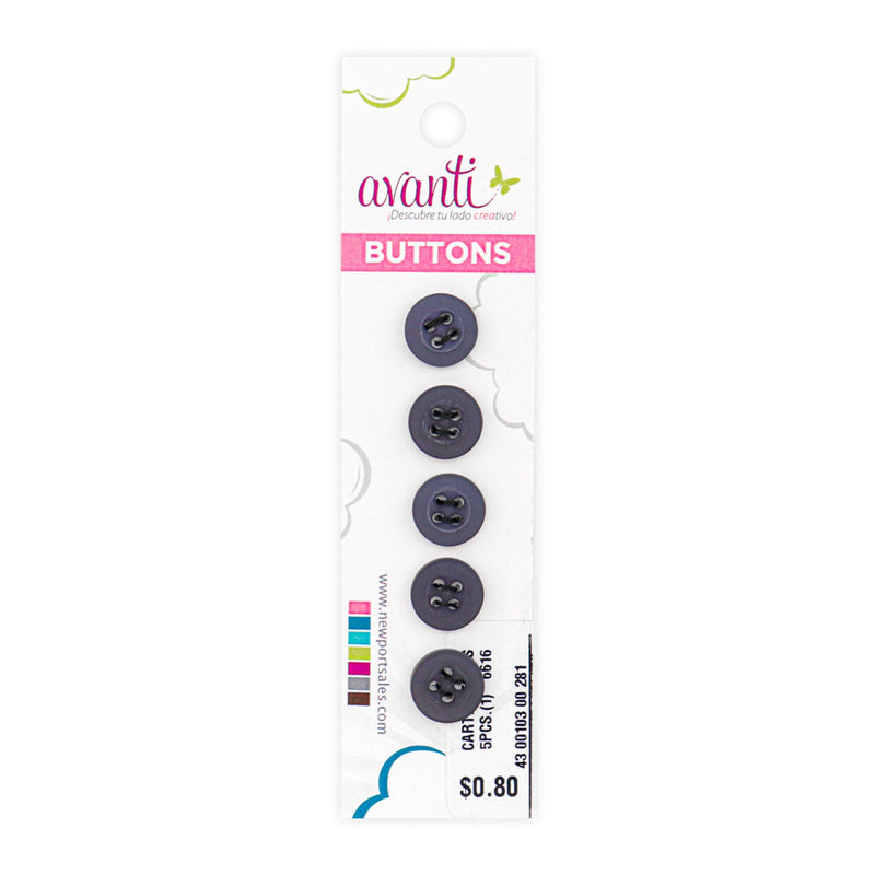 Plastic Circular Button, Sew-through, 4 holes, 11mm, Variety of Colors, 12-Pack