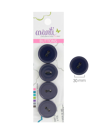 Plastic Circular Buttons, Sew-through, 30mm, 2 holes, Variety of Colors, 12-Pack