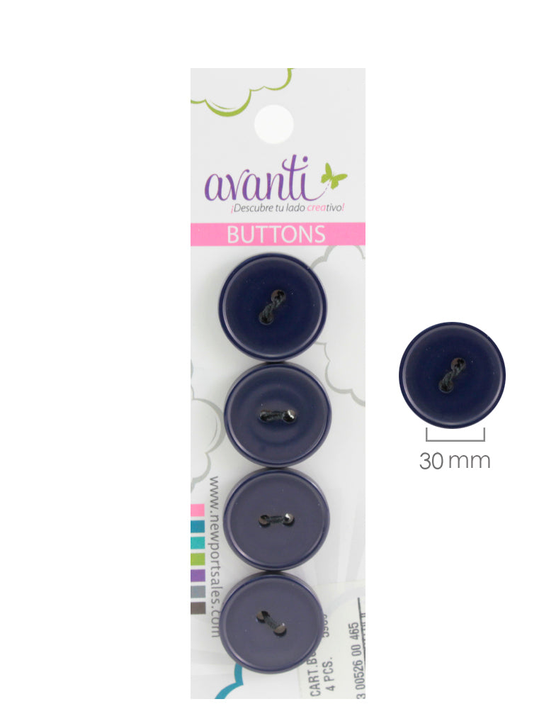 Plastic Circular Buttons, Sew-through, 30mm, 2 holes, Variety of Colors