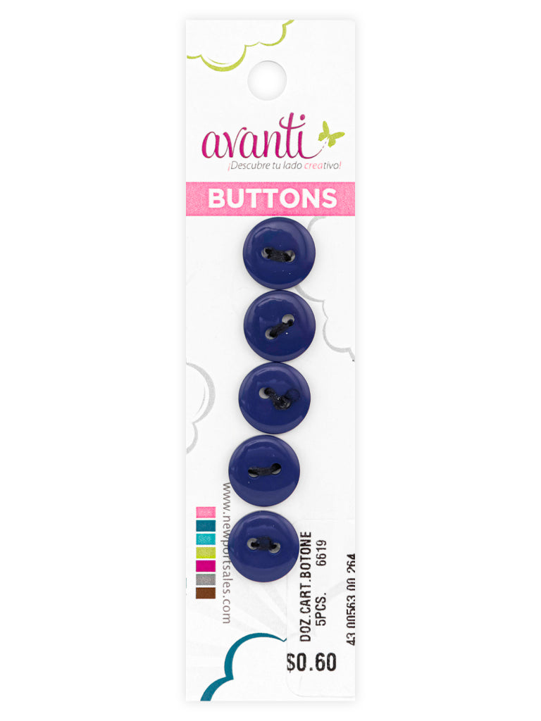 Plastic Circular Buttons, Sew-through, 2 holes, 1cm, Variety of Colors, 12-Pack