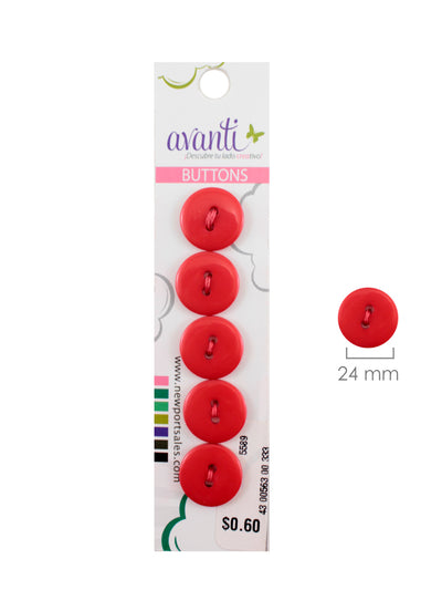Plastic Circular Buttons, Sew-through, 24mm, 2 Holes, Variety of Colors