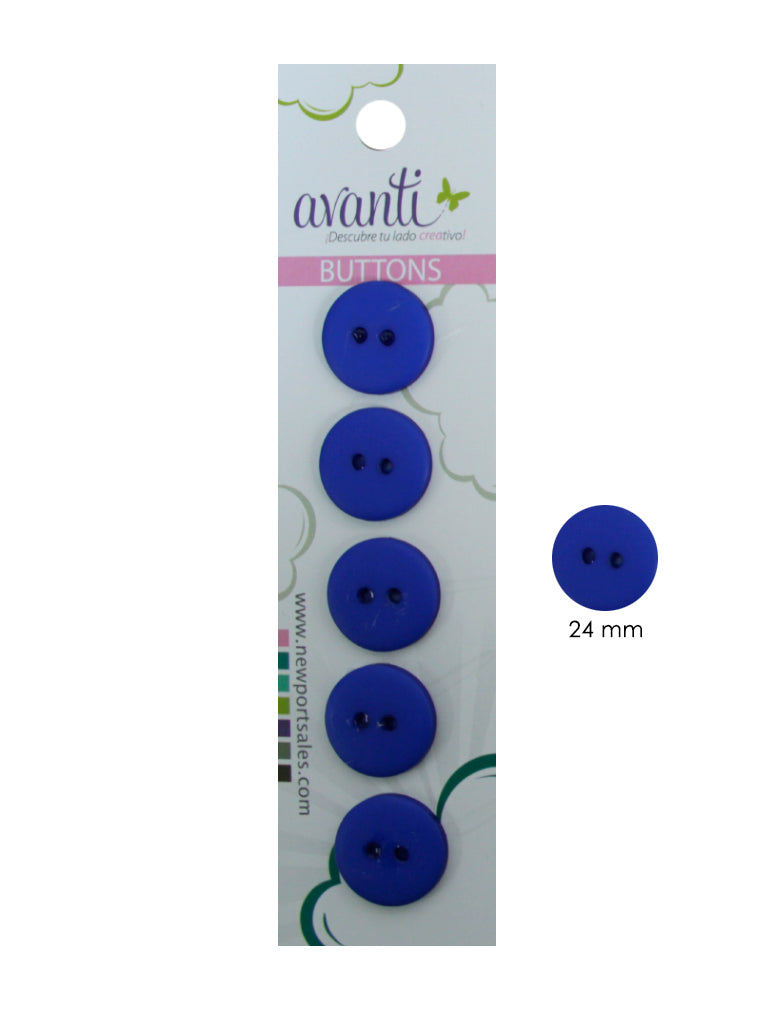 Plastic Circular Buttons, Sew-through, 24mm, 2 holes, Variety of Colors, 12-Pack