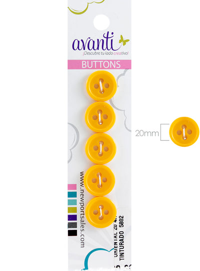 Plastic Circular Buttons, Sew-through, 20mm, 4 Holes, Variety of Colors, 12-Pack