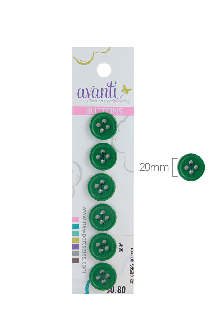 Plastic Circular Buttons, Sew-through, 20mm, 4 Holes, Variety of Colors