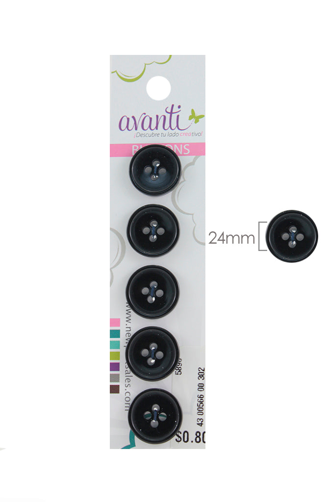 Plastic Circular Buttons, Sew-through, 24mm, 4 Holes, Variety of Colors