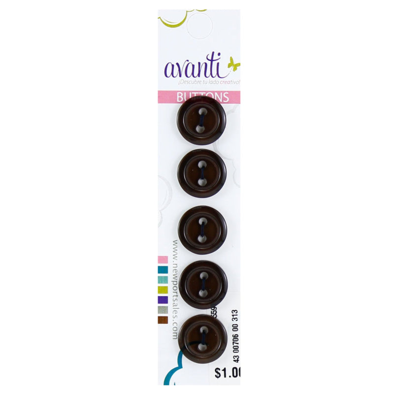 Plastic Circular Buttons, Sew-through, 15mm, 2 Holes, Variety of Colors, 12-Pack