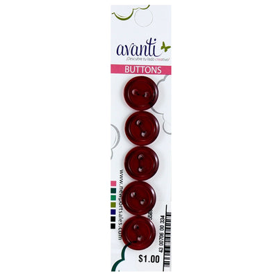 Plastic Circular Buttons, Sew-through, 15mm, 2 Holes, Variety of Colors, 12-Pack