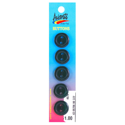 Plastic Circular Buttons, Sew-through, 15mm, 2 Holes, Variety of Colors, 12-Pack