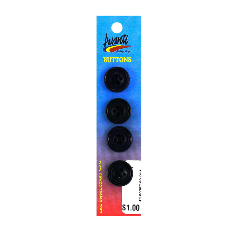 Plastic Circular Buttons, Sew-through, 15mm, 2 Holes, Navy Blue, 12-Pack