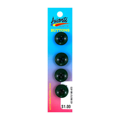 Plastic Circular Buttons, Sew-through, 15mm, 4 Holes, Green, 12-Pack
