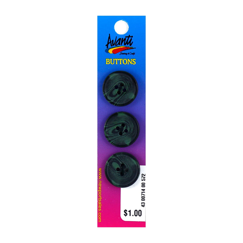 Plastic Circular Buttons, Sew-through, 21mm, 4 Holes, 12-Pack
