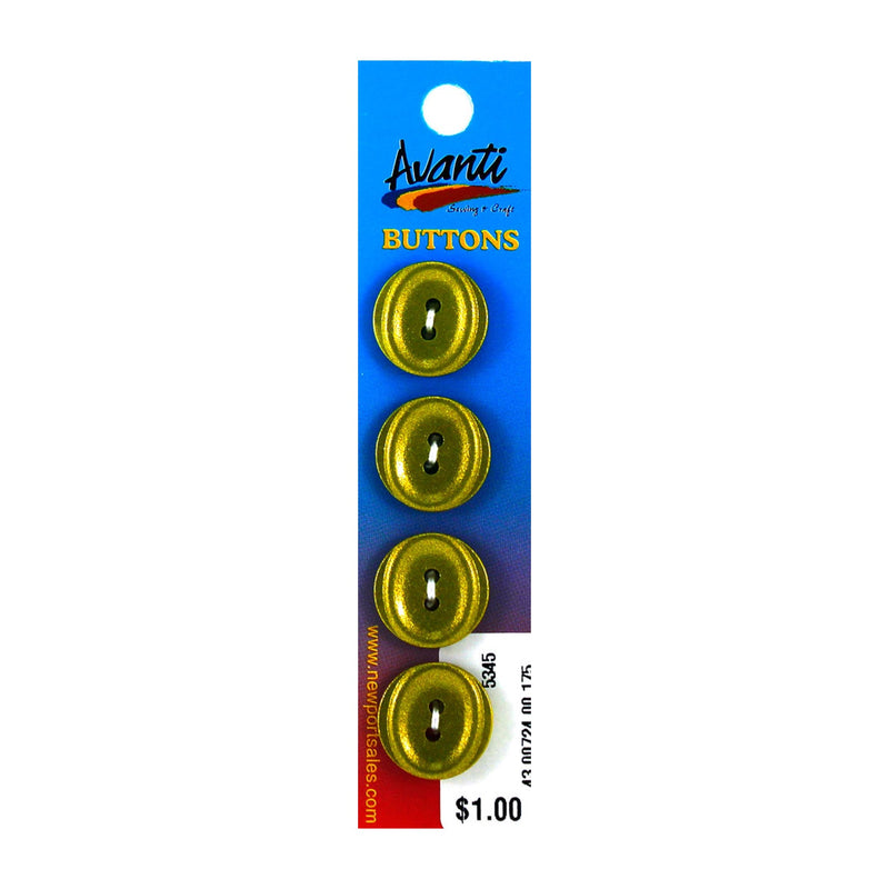 Plastic Circular Buttons, Sew-through, 2 holes, Gold