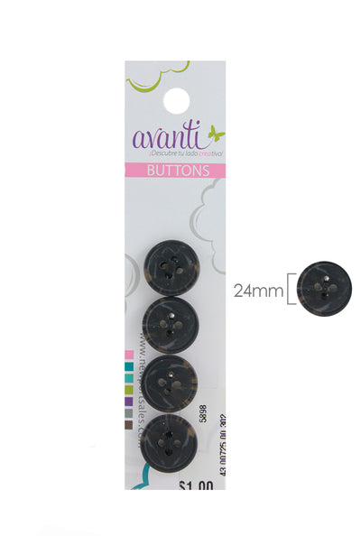 Plastic Circular Buttons, Sew-through, 4 Holes, 24mm, Color Variety