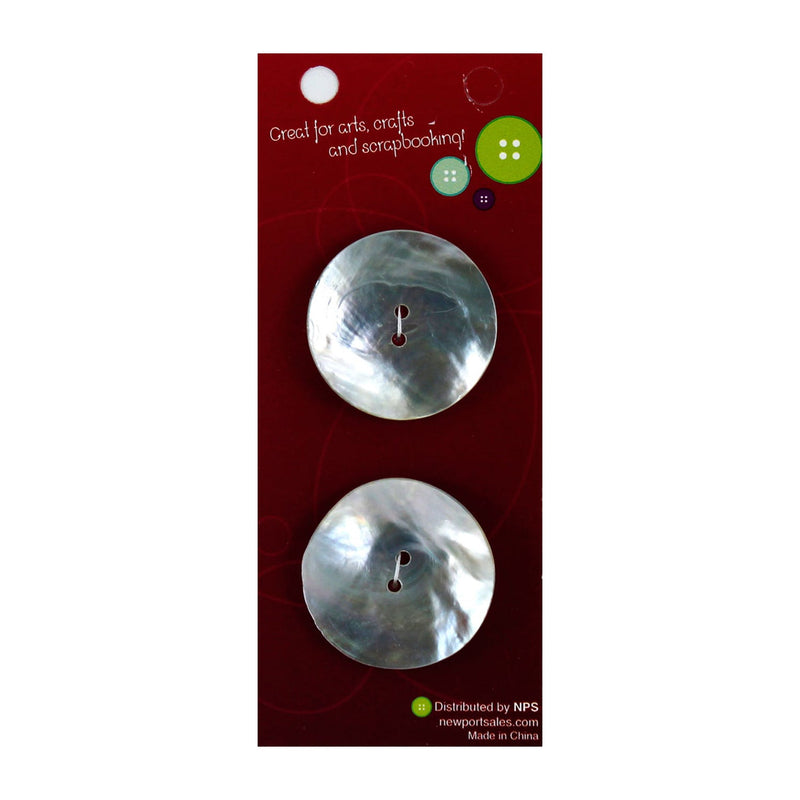 Plastic Round Fancy Button, 2 holes, Pearl Silver Color, 12-Pack