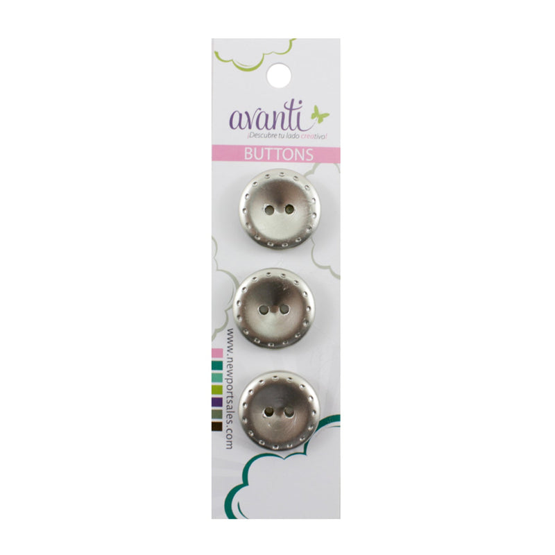 Plastic Circular Buttons, Sew-through, 30mm, 2 Holes, Silver Color, 12-Pack