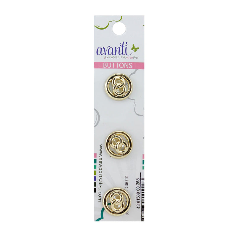 Fashion Buttons with Shank Attachment, 15mm, Gold Color