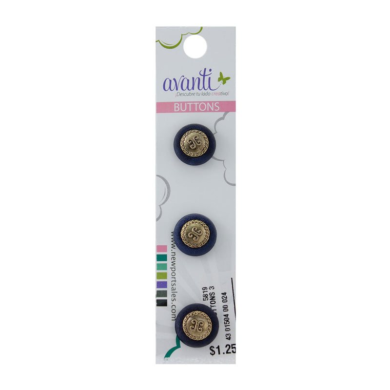 Fashion Buttons with Shank Attachment, 15mm, Black and Gold