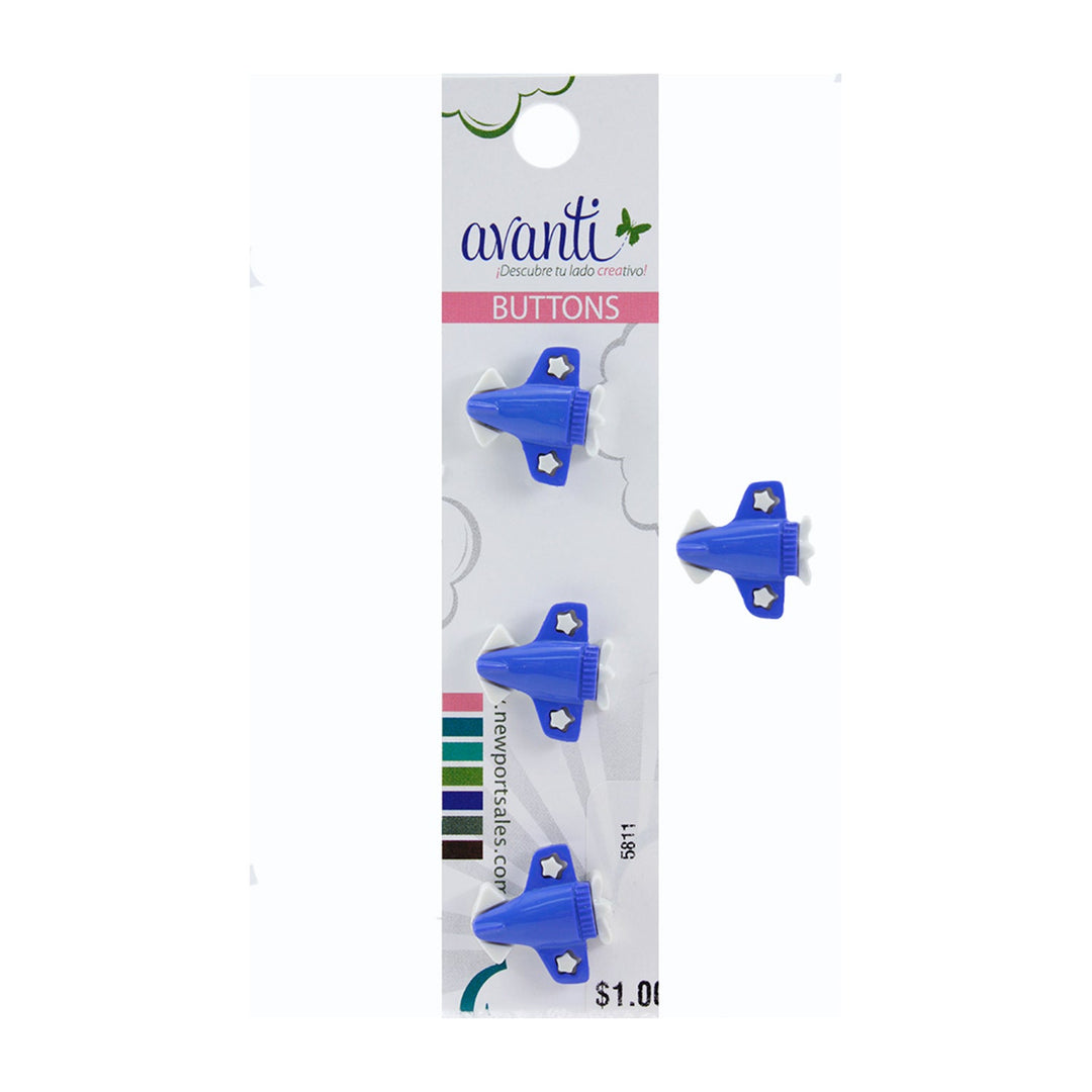 Decorative Buttons with Shank Attachment, Airplane Jet Style, 18mm, Color Variety, 12-Pack