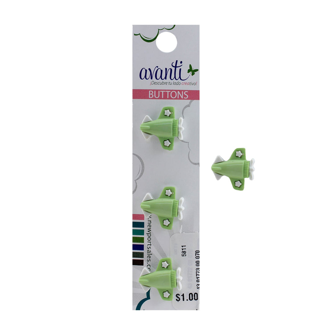 Decorative Buttons with Shank Attachment, Airplane Jet Style, 18mm, Color Variety, 12-Pack