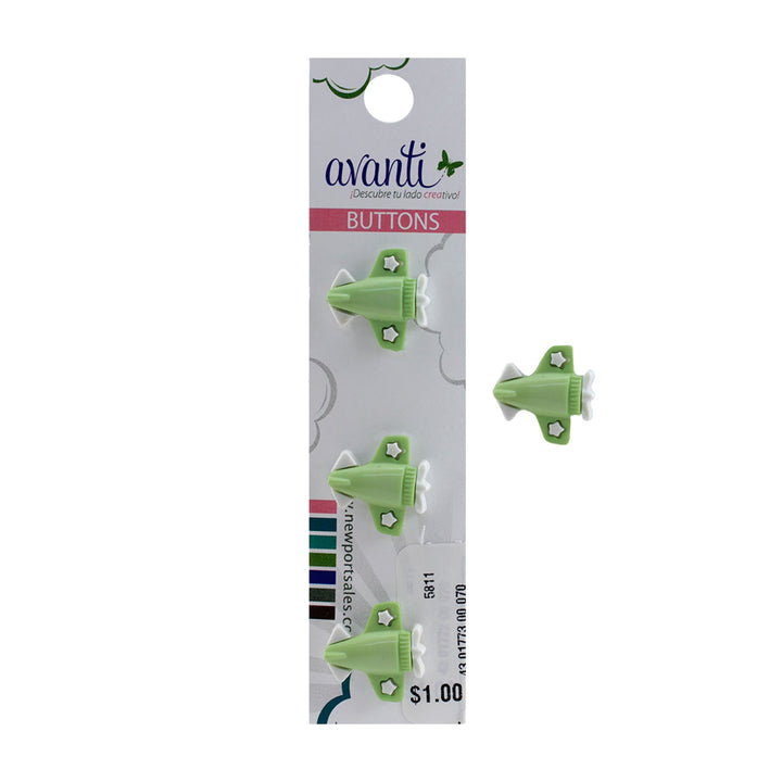 Decorative Buttons with Shank Attachment, Airplane Jet Style, 18mm, Color Variety, 12-Pack