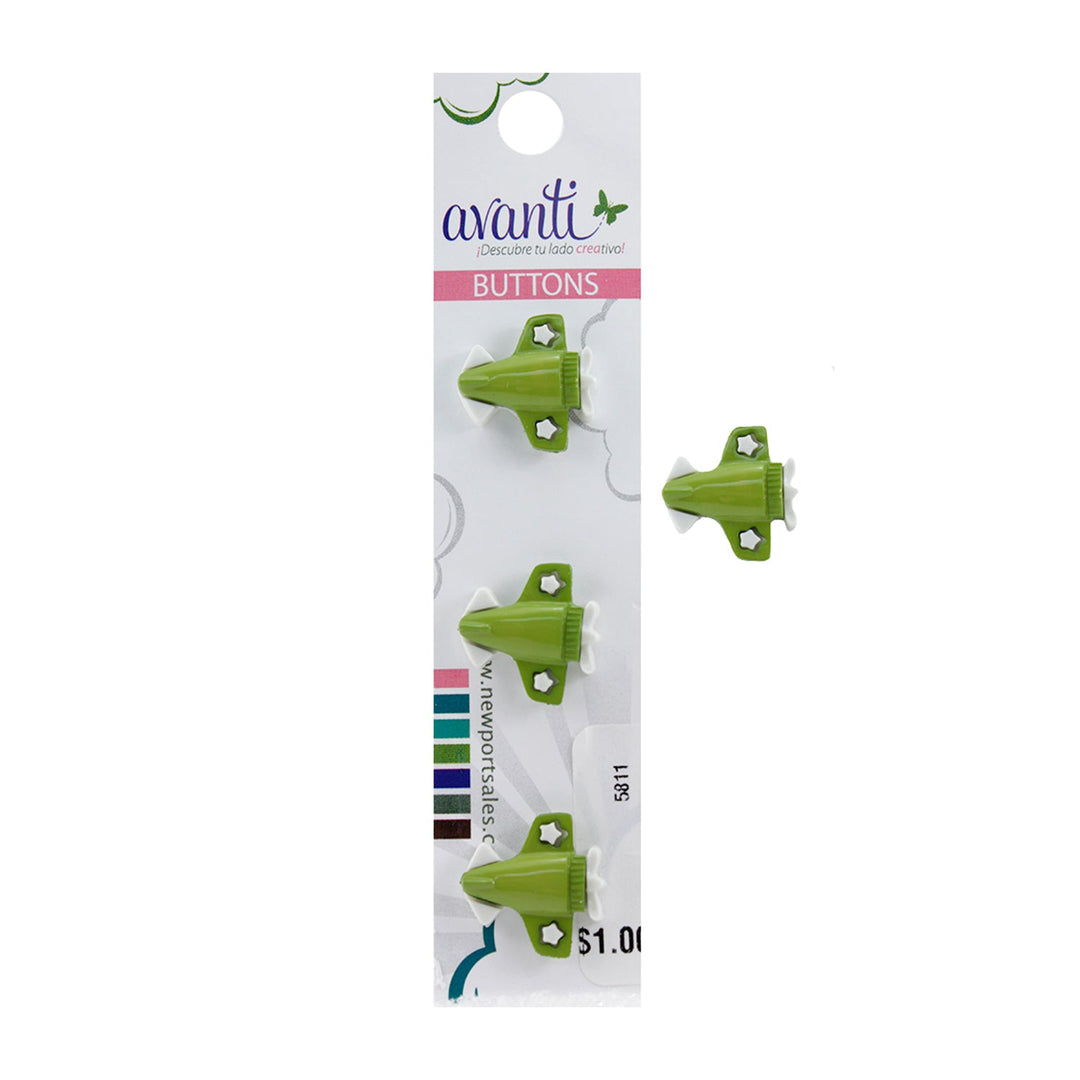 Decorative Buttons with Shank Attachment, Airplane Jet Style, 18mm, Color Variety