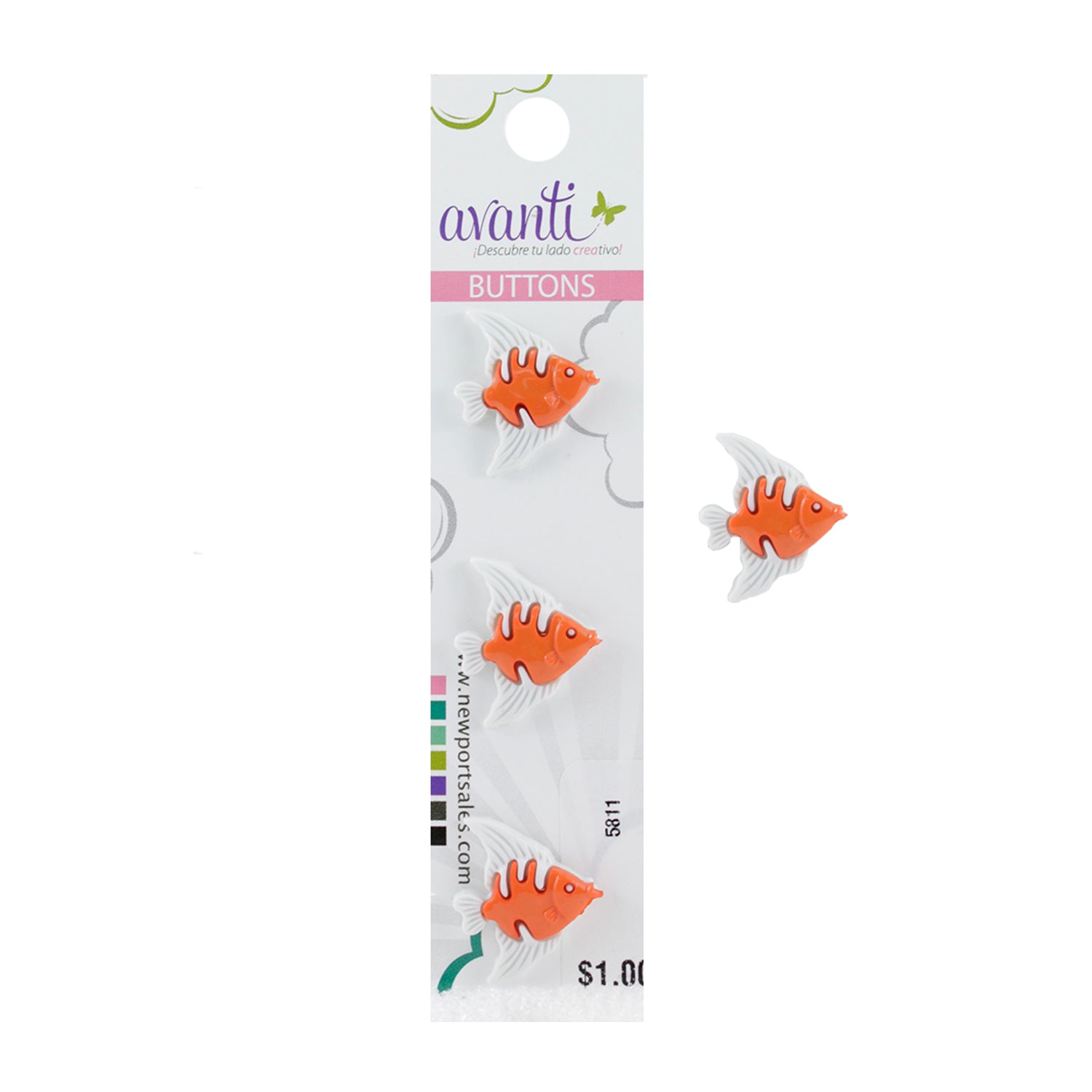 Decorative Buttons with Shank Attachment, Fish Style, 21mm, Color Vari ...