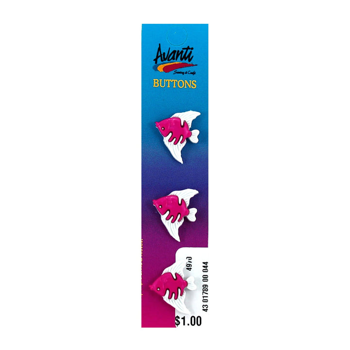 Decorative Buttons with Shank Attachment, Fish Style, 21mm, Color Variety, 12-Pack