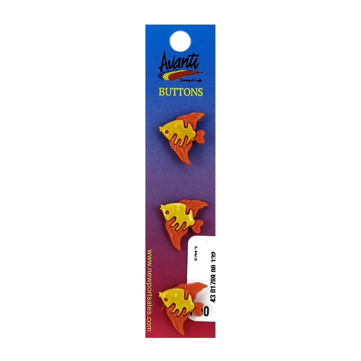 Decorative Buttons with Shank Attachment, Fish Style, 21mm, Color Variety, 12-Pack
