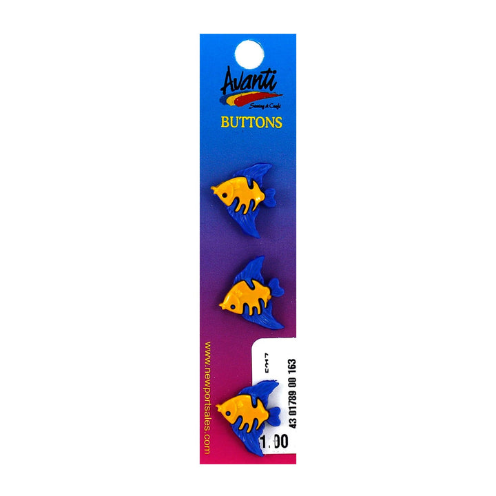Decorative Buttons with Shank Attachment, Fish Style, 21mm, Color Variety, 12-Pack