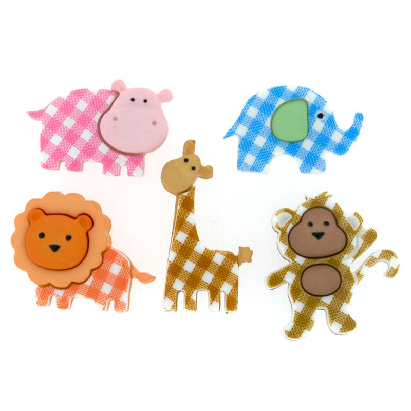 Safari Animal Buttons with Shank Attachments, 27mm - 32mm, Variety Pack