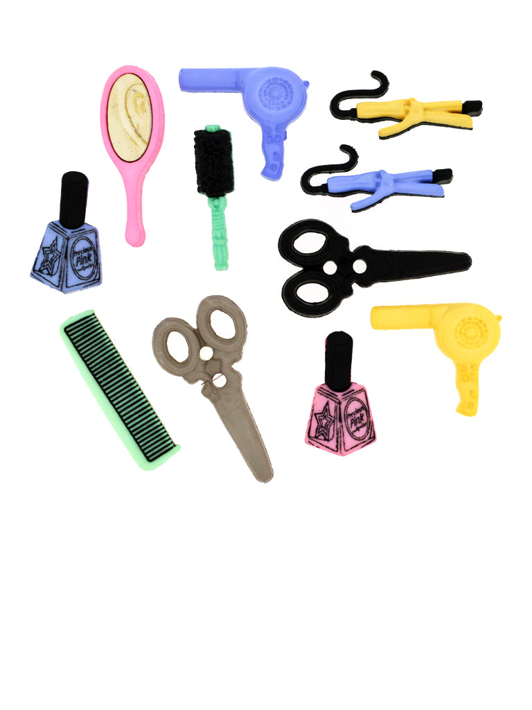 Beauty Salon Buttons with Shank Attachments, 22mm - 34mm, Variety Pack, 3-Pack