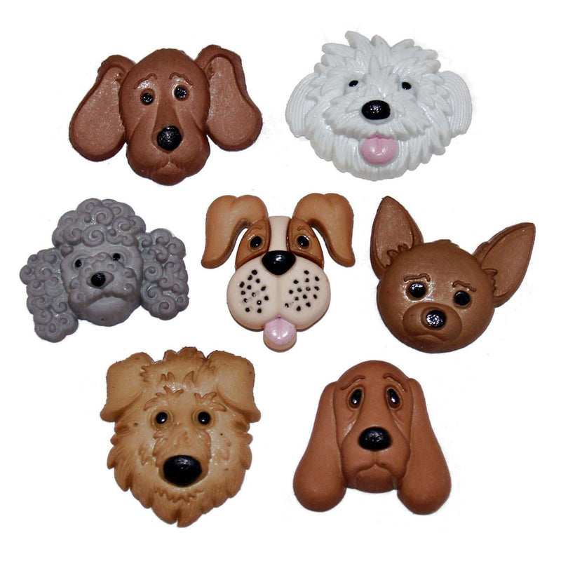 Dog Face Buttons with Shank Attachments, 18mm-26mm, 3-Pack