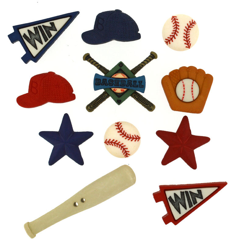 Baseball Buttons with Shank Attachment, 14mm - 50mm, Variety Pack