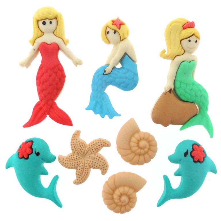 Splish Splash Shank Buttons, 43mm, 8 pcs, 3-Pack