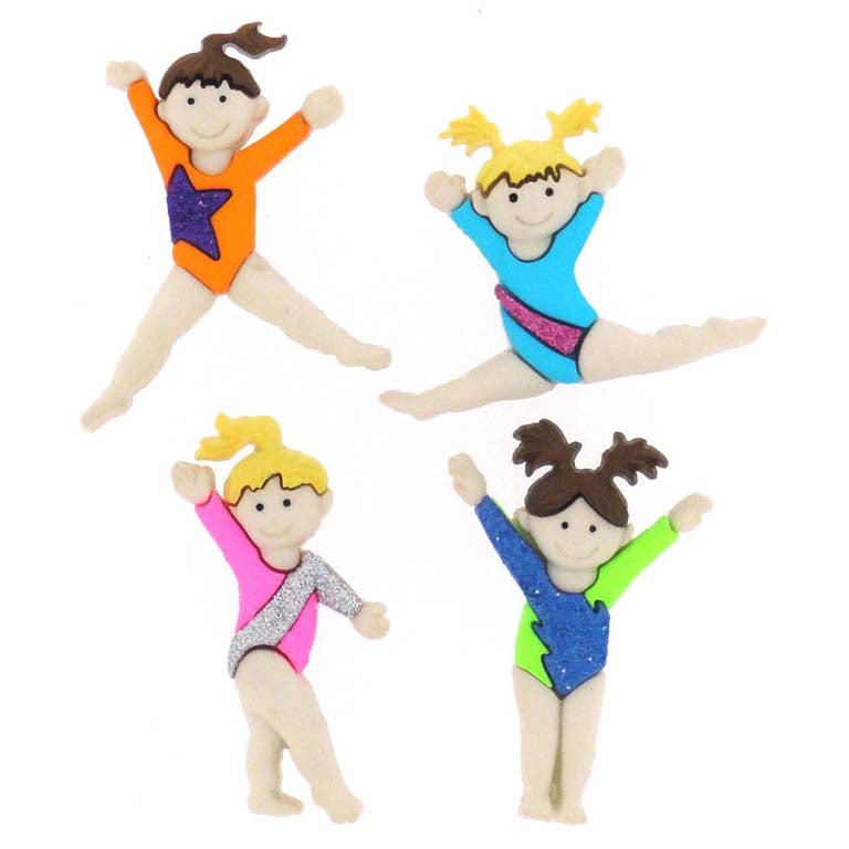 Tiny Tumblers Gymnast Buttons with Shank Attachment, Color Variety, 3-Pack