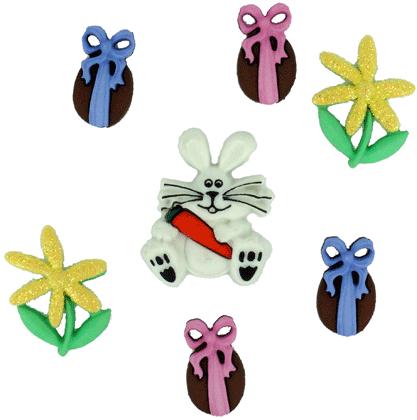 Bunny Spring Themed Button with Shanks, Variety Pack, 19mm - 28mm