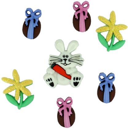 Bunny Spring Themed Button with Shanks, Variety Pack, 19mm - 28mm, 3-Pack