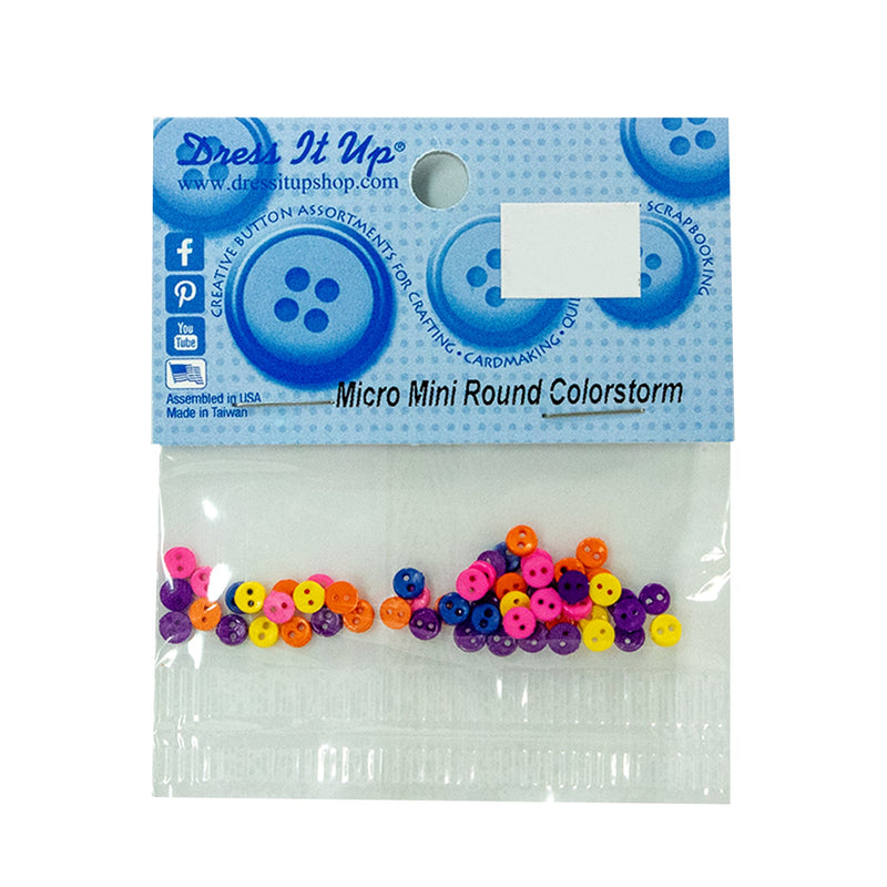 Micro mini Round Buttons, Dress It Up, Sew-through, 4mm, 35 Pieces, 3-Pack